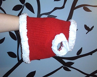 Hand Knit Red and White Santa Sweater for Cats or Small Dogs