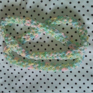 Hand-Knitted Pastel Lace Infinity Scarf