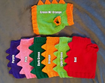 Hand Knit Dinosaur Sweater for Cats or Small Dogs - Available In Multiple Colors!