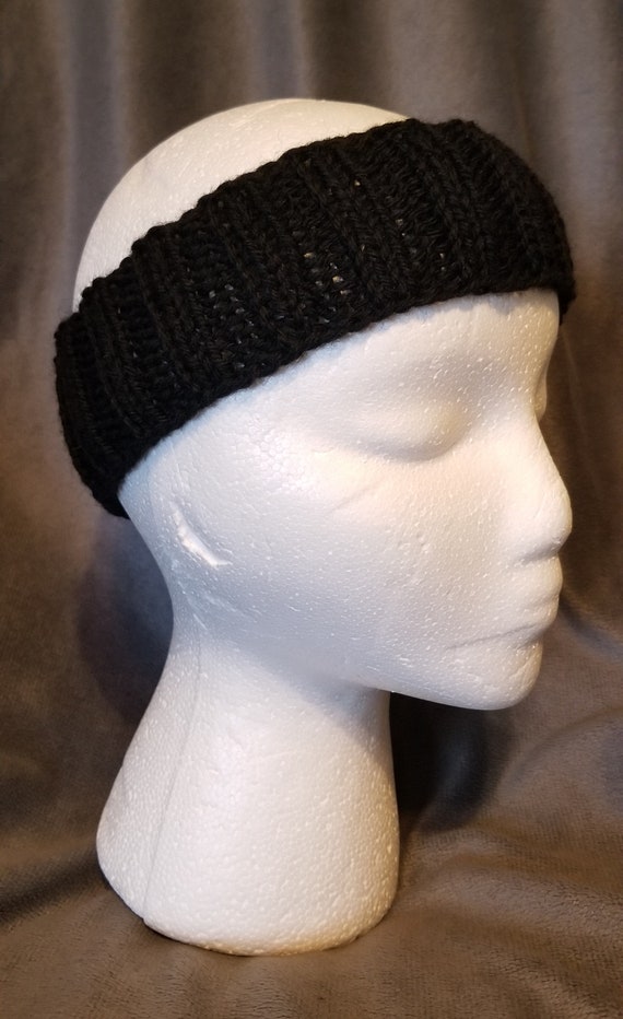 Handcrafted Black Knit Headband Ear Warmer Black Knit Twist Headband, Knit Ear Warmer, Black Ear Warmer  main image 3