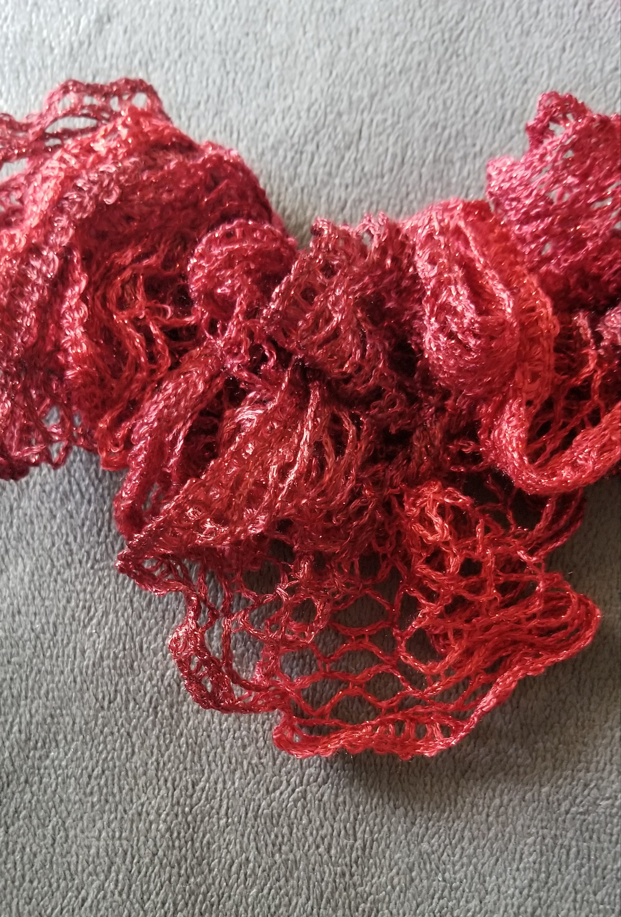 Red Ruffle Lace Hand Knit Glittery Red Lace Ruffle Scarf - Etsy