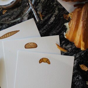 6pc 'Bread Lover' Note Card Set Watercolour - Hand Painted Design