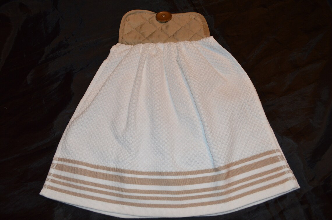 Toalla de cocina doble colgante blanca/bronceada | Etsy