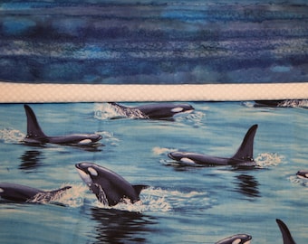 Whales on Blue Standard Sized Pillowcase