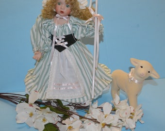 Mary Had a Little Lamb Porcelain Doll