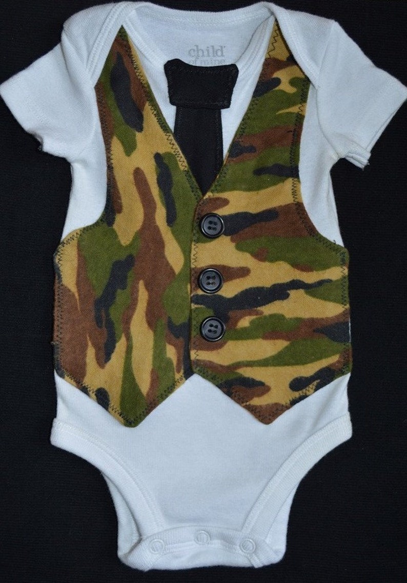 Camouflage Vest & Tie Onesies for Infant Boys Sizes Newborn Etsy