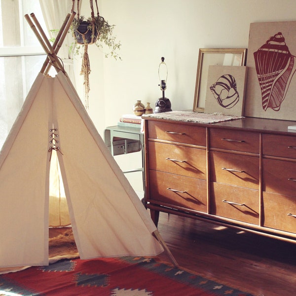 Canvas Teepee With Bamboo Poles