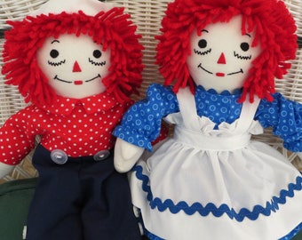 15 inch set of 2 Dolls Handmade Raggedy Ann and Andy Traditional Personalized Custom Handmade Small Ann and Andy