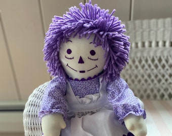 20 inch Purple Doll Raggedy Ann Handmade Doll Personalized Custom