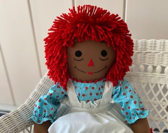 25 inch Raggedy Ann African American Ladybug Dress Red Haired Doll Handmade Custom Personalized