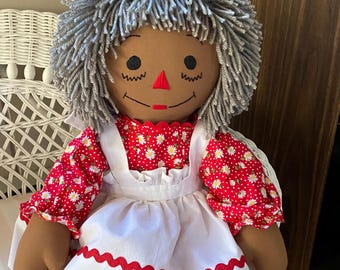 Raggedy Ann African American Grandma 25 inch Gray Haired Doll Custom Handmade Personalized