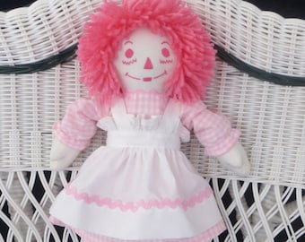 15 inch Pink Raggedy Ann Doll Personalized Custom Handmade in the USA First birthday gift Baby gift