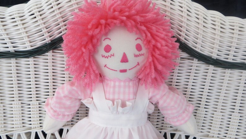 15 inch Pink Raggedy Ann Doll Personalized Custom Handmade in the USA First birthday gift Baby gift image 2