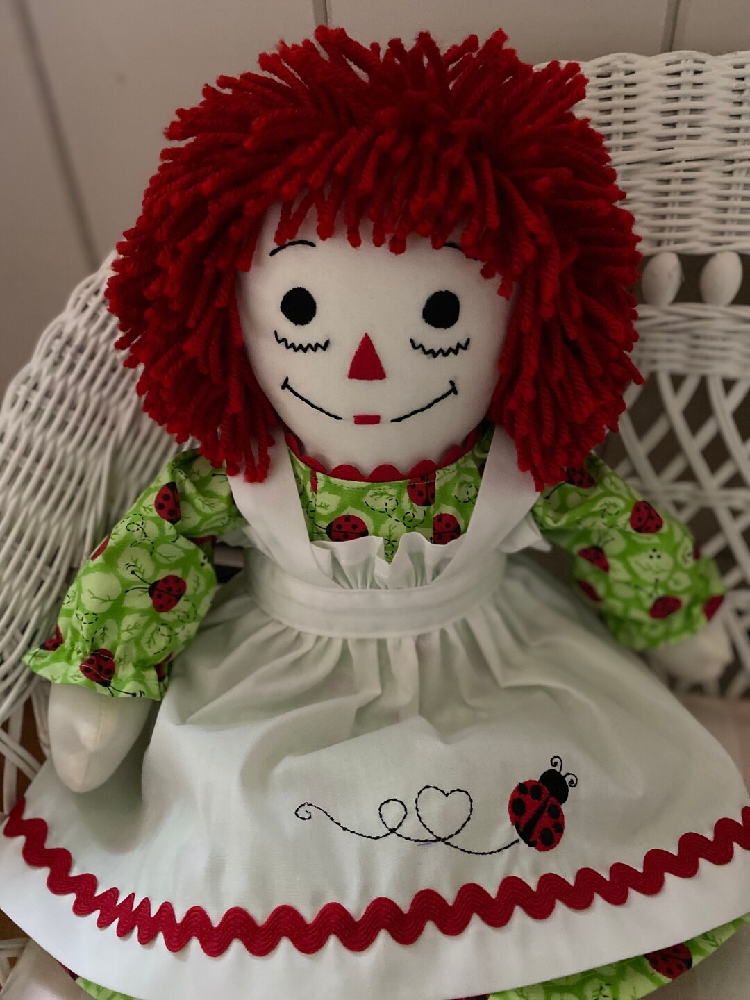 25 Inch Raggedy Ann Doll With Ladybug Dress Handmade Personalized ...