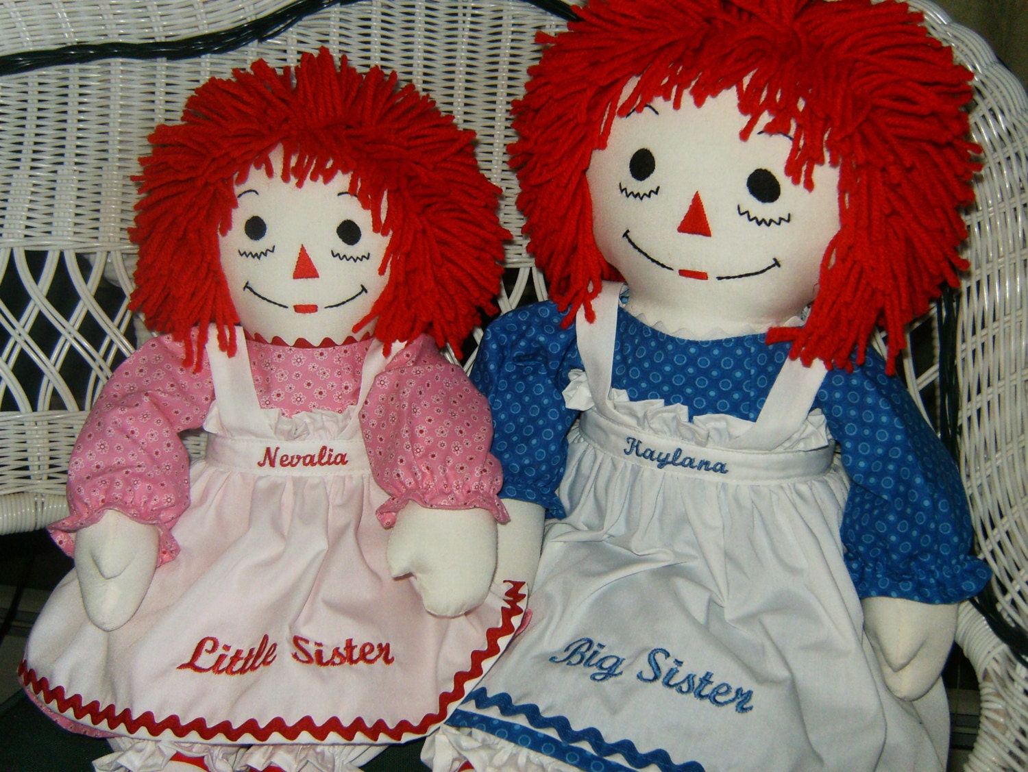 25 and 20 Inch Set Big Sister Little Sister Raggedy Ann Dolls image