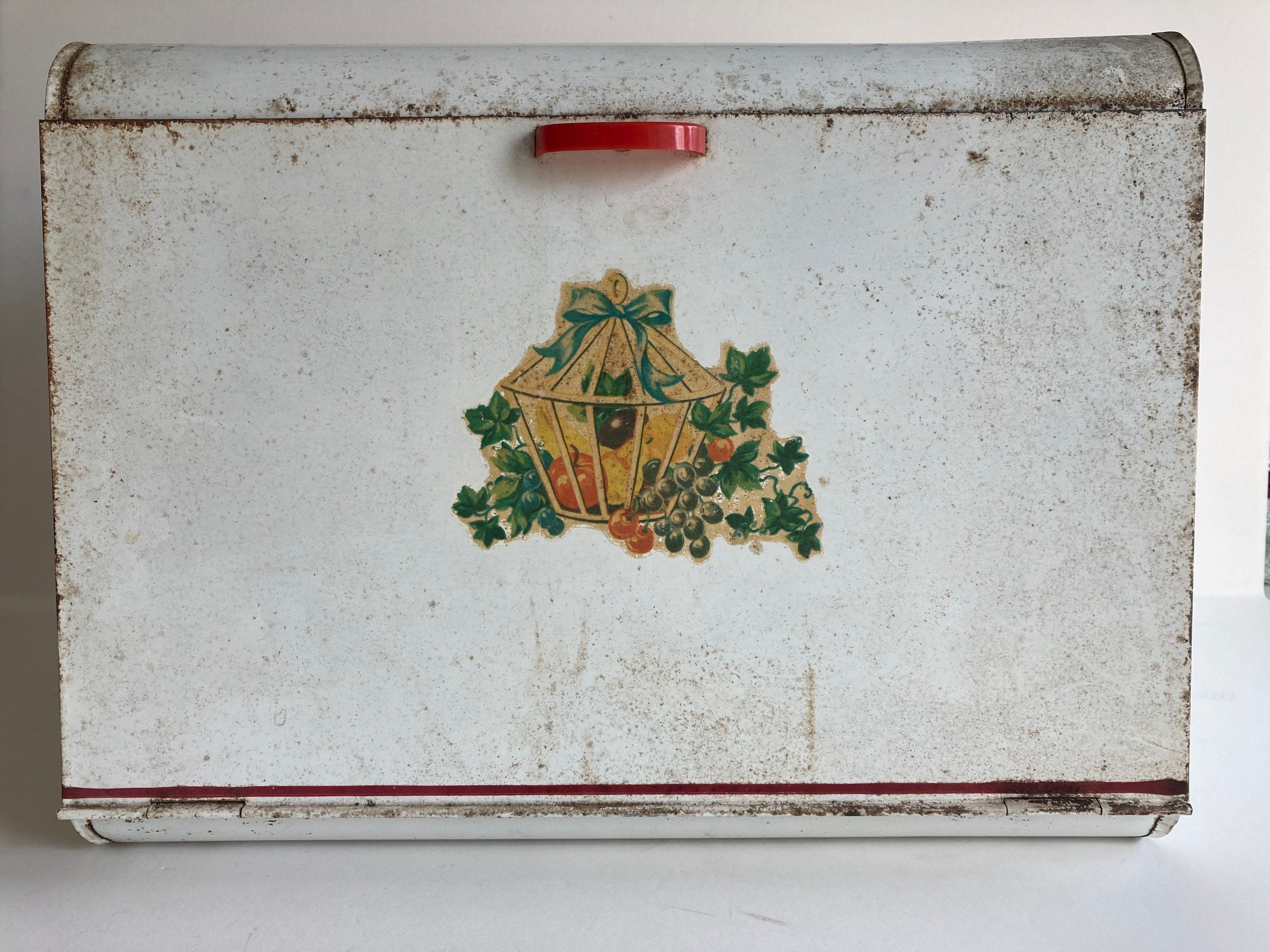 Vintage 1950s Bread Box / White Metal Bread Box with Decal Etsy 日本