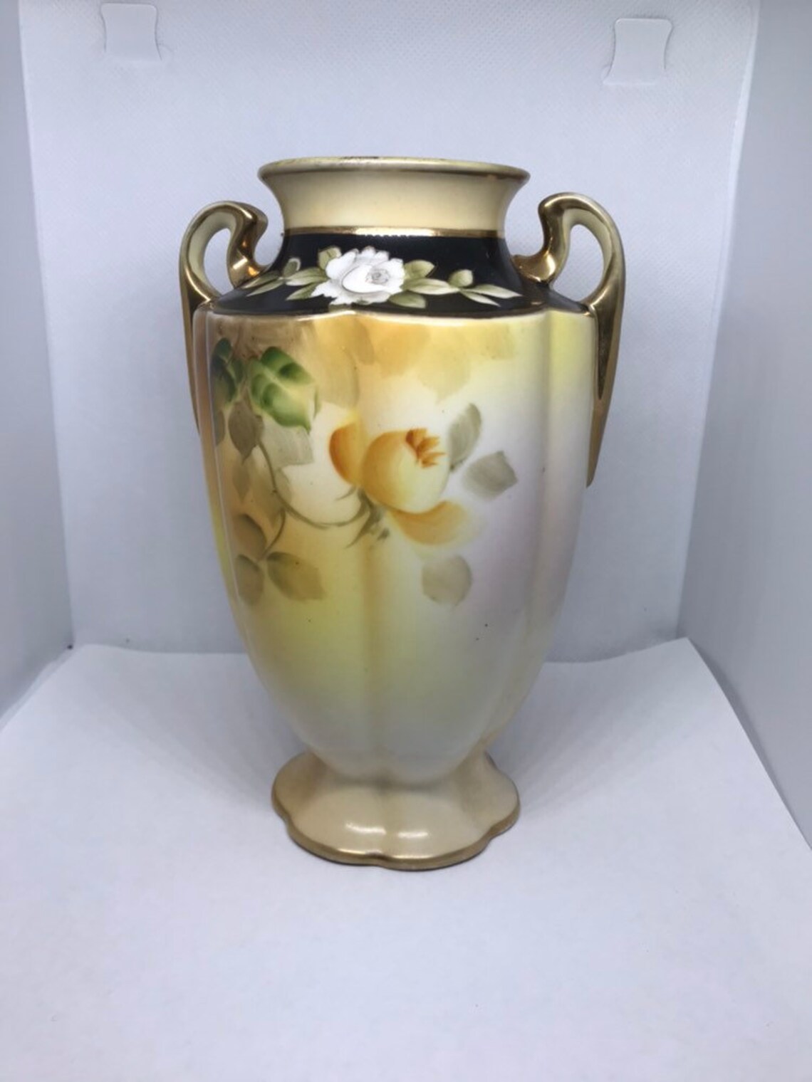 Antique Hand Painted Nippon Vase With Gold Accents in Excellent ...