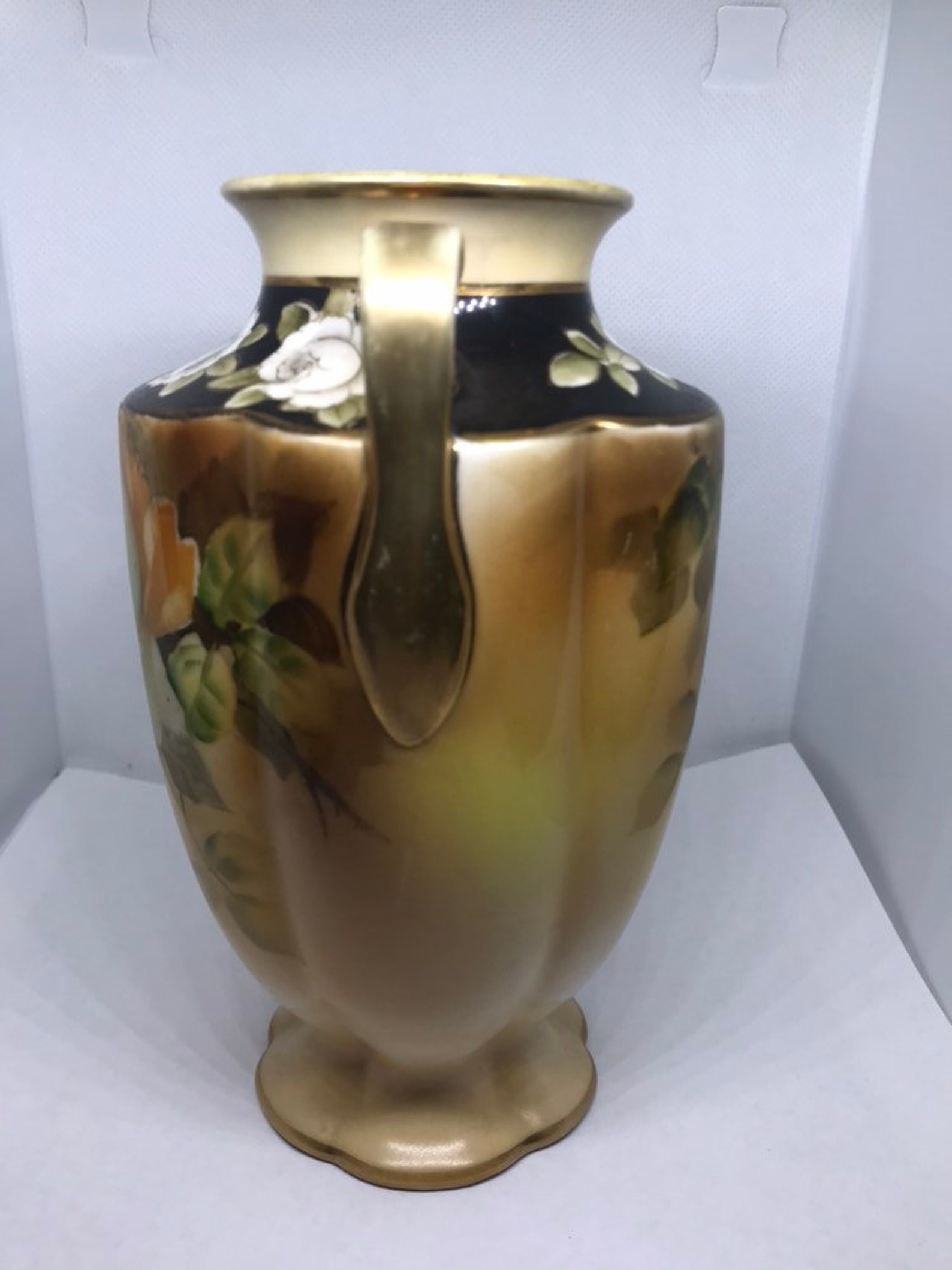 Antique Hand Painted Nippon Vase With Gold Accents in Excellent ...