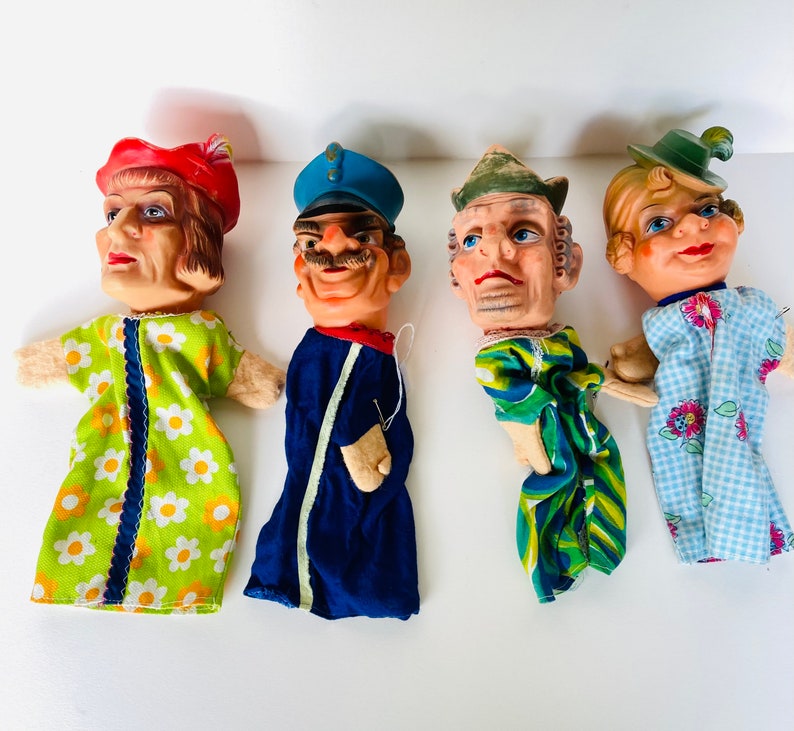 Set of 4 Vintage German Hand Puppets Etsy