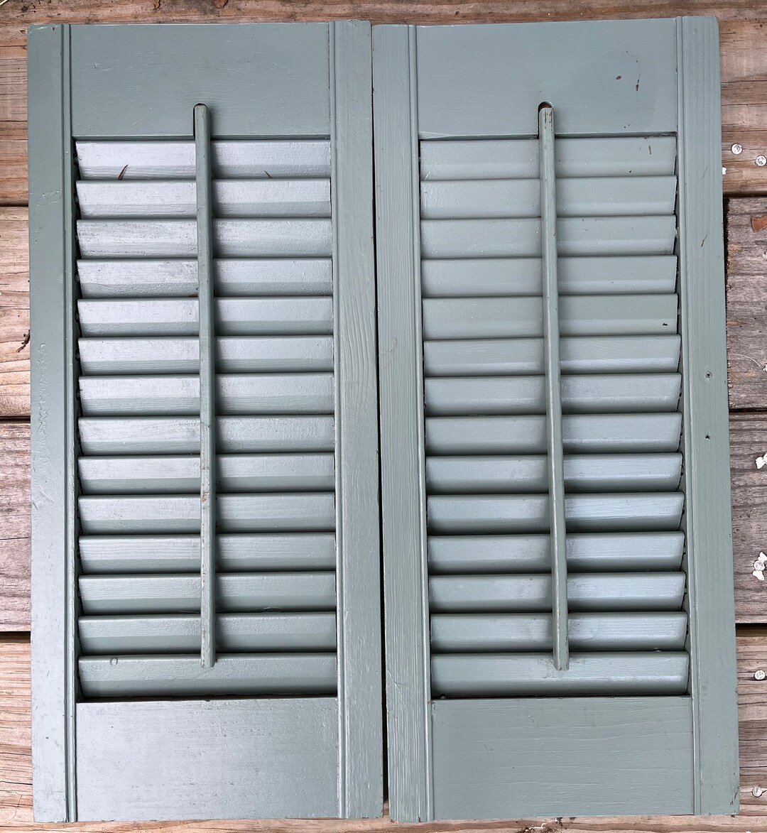 Pair of Vintage Wooden Louvre Shutters Etsy