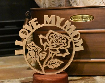 Handmade Mom Rose Statue - Unique Mother's Day Gift - First Mother's Day - Gift for Mom - I Love My Mom Statue