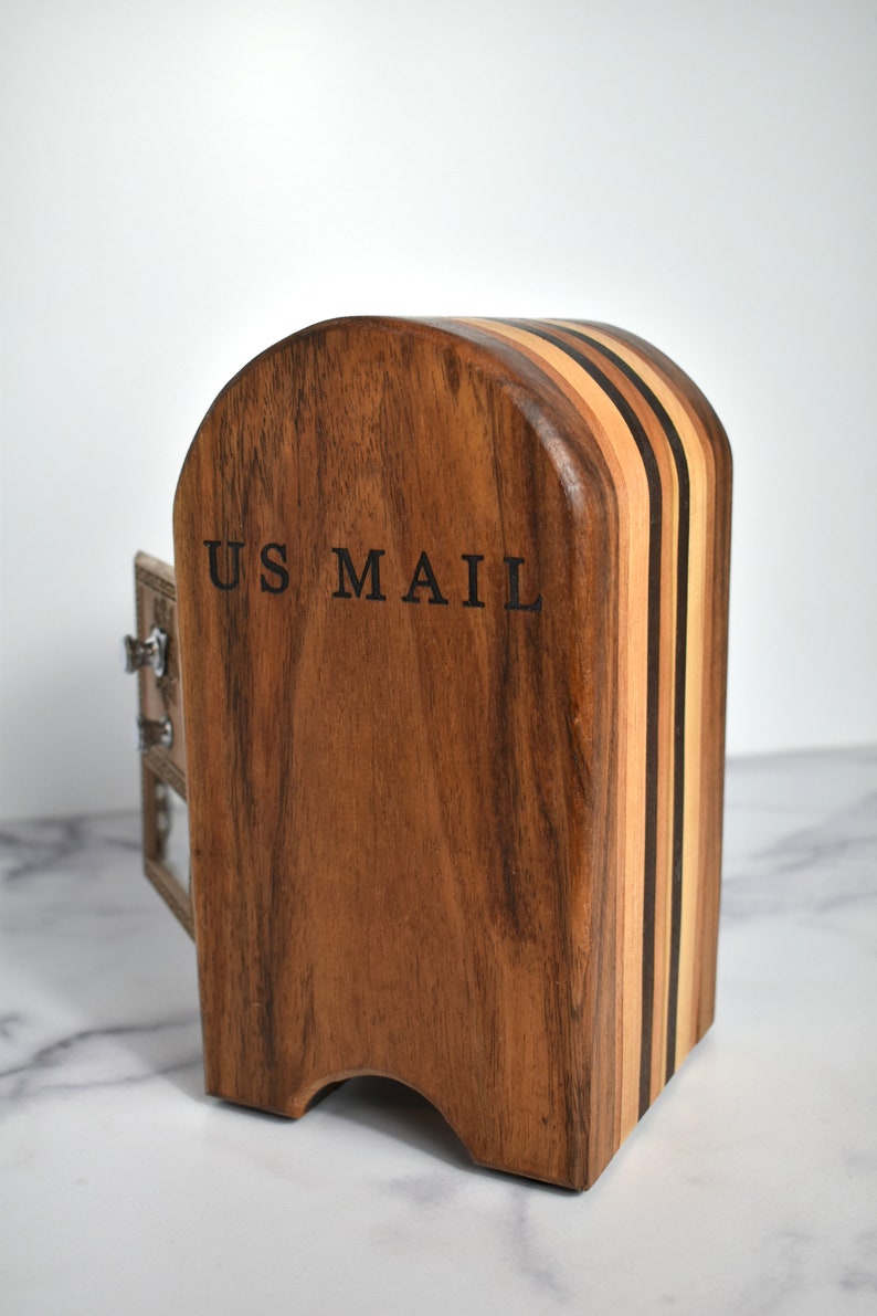 Handmade Mailbox Bank Curved Post Office Box Bank P.O. Box Bank Adult Piggy Bank Office Decor Retirement Gift Gift for Boss image 3
