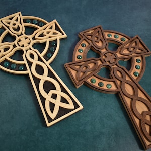 Handmade Celtic Cross with Stones | Wooden Crosses | Decorative Crosses | Christian Wall Art | Christian Home Decor