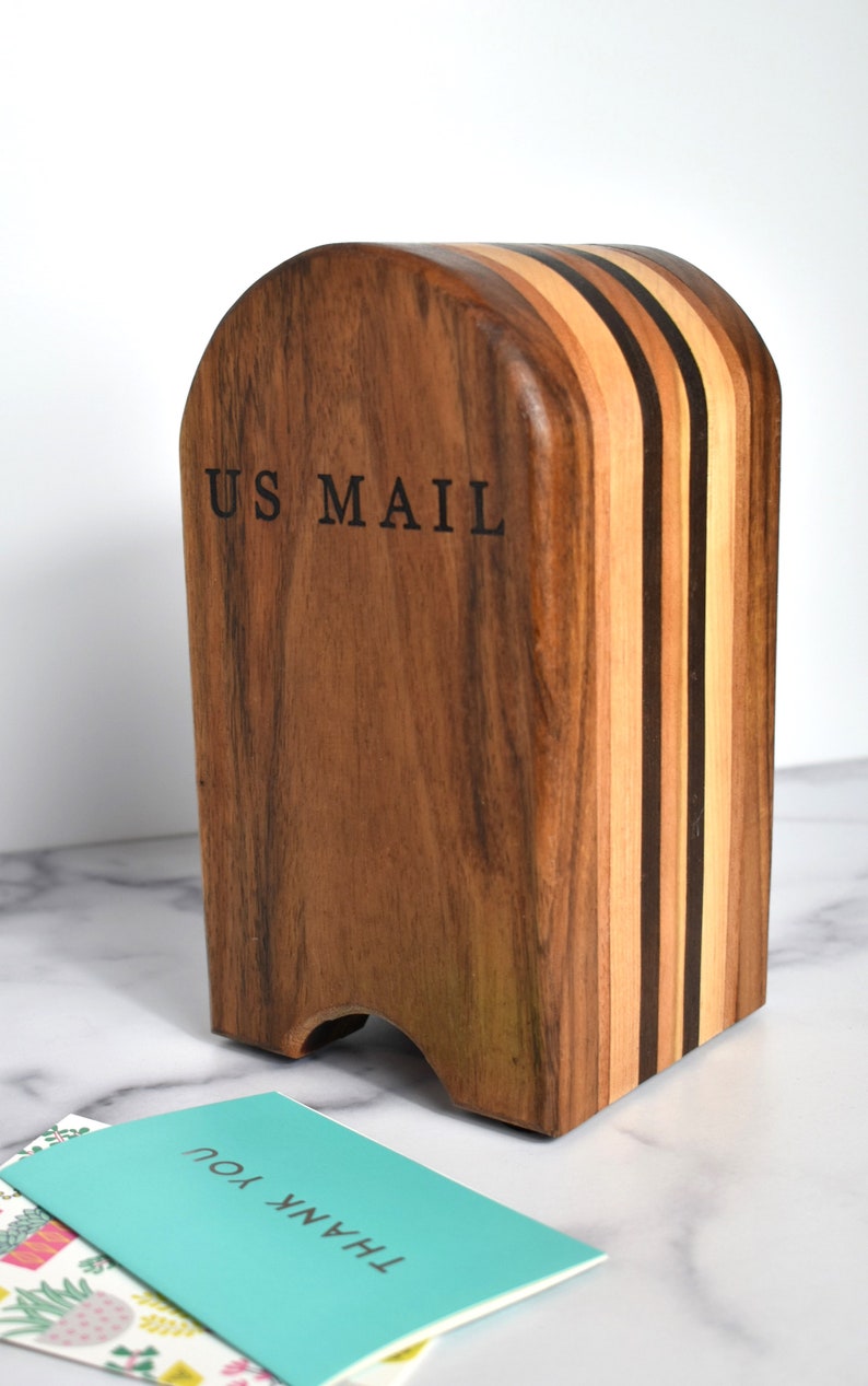 Handmade Mailbox Bank Curved Post Office Box Bank P.O. Box Bank Adult Piggy Bank Office Decor Retirement Gift Gift for Boss image 7