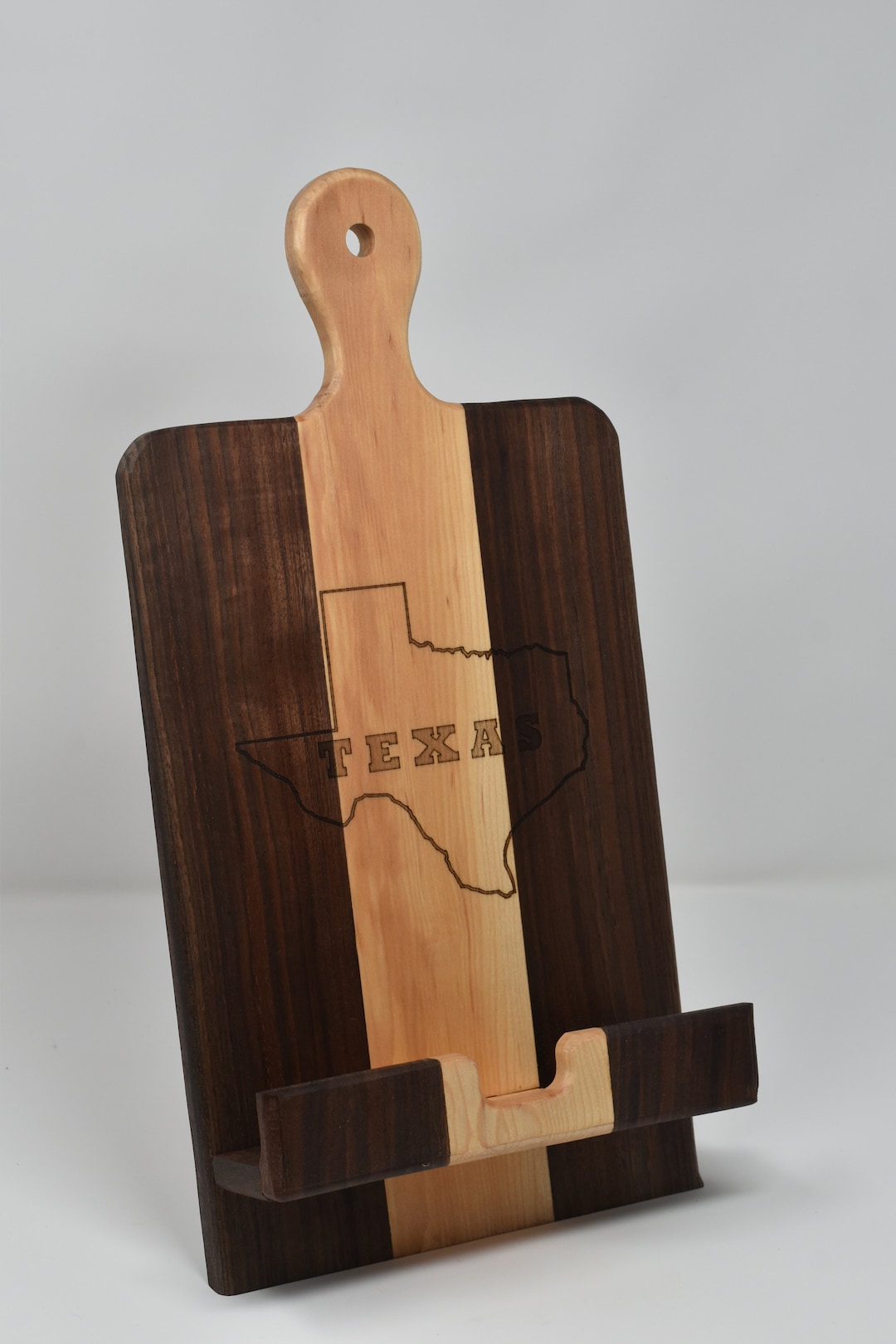Cookbook Stand Cutting Board Wooden Kitchen Stand Texas Etsy