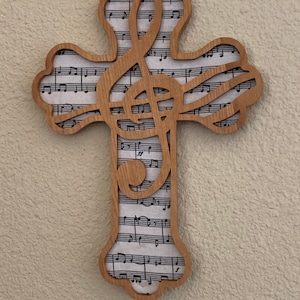Handmade G Clef Cross | Christian Music Teacher | Music Lover Gift | Worship Leader Gift | Christian Home Decor | Wooden Cross Wall Art