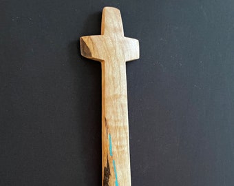 Maple Cross with Turquoise Inlay 13" high x 2" wide