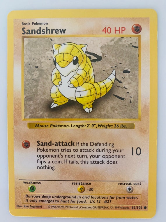Sandshrew 62/102 Common Base Set Pokemon - Etsy