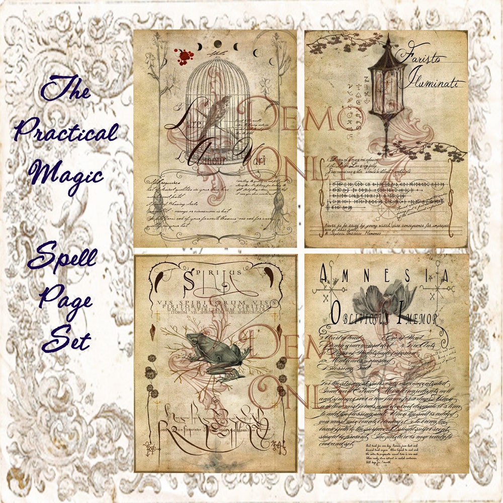 Grimoire, Spell, Herbal correspondence, and Book of Shadows Pages, Pr…