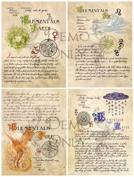 Grimoire, Spell, Elemental correspondence and Book of Shadows Pages, …
