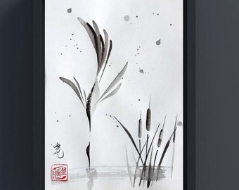 Sumi-e - Go For It - original zen ink painting