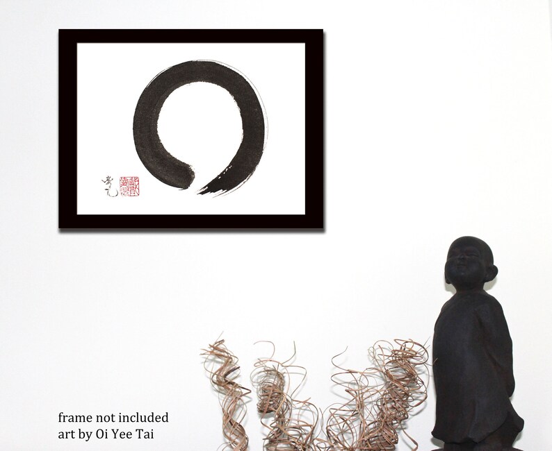 enso Zen Circle original painting/Ink circle painting/ handpainted Enso/Zen art/ Enso art/circle art/zen painting/ zen art/Harmony image 1