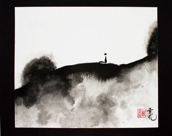 Meditative Ink Art /original zen painting/Mindfulness/ink painting/Sumi-e/Inkwash/minimalist art/meditation/Chinese painting/Japanese/Taoist