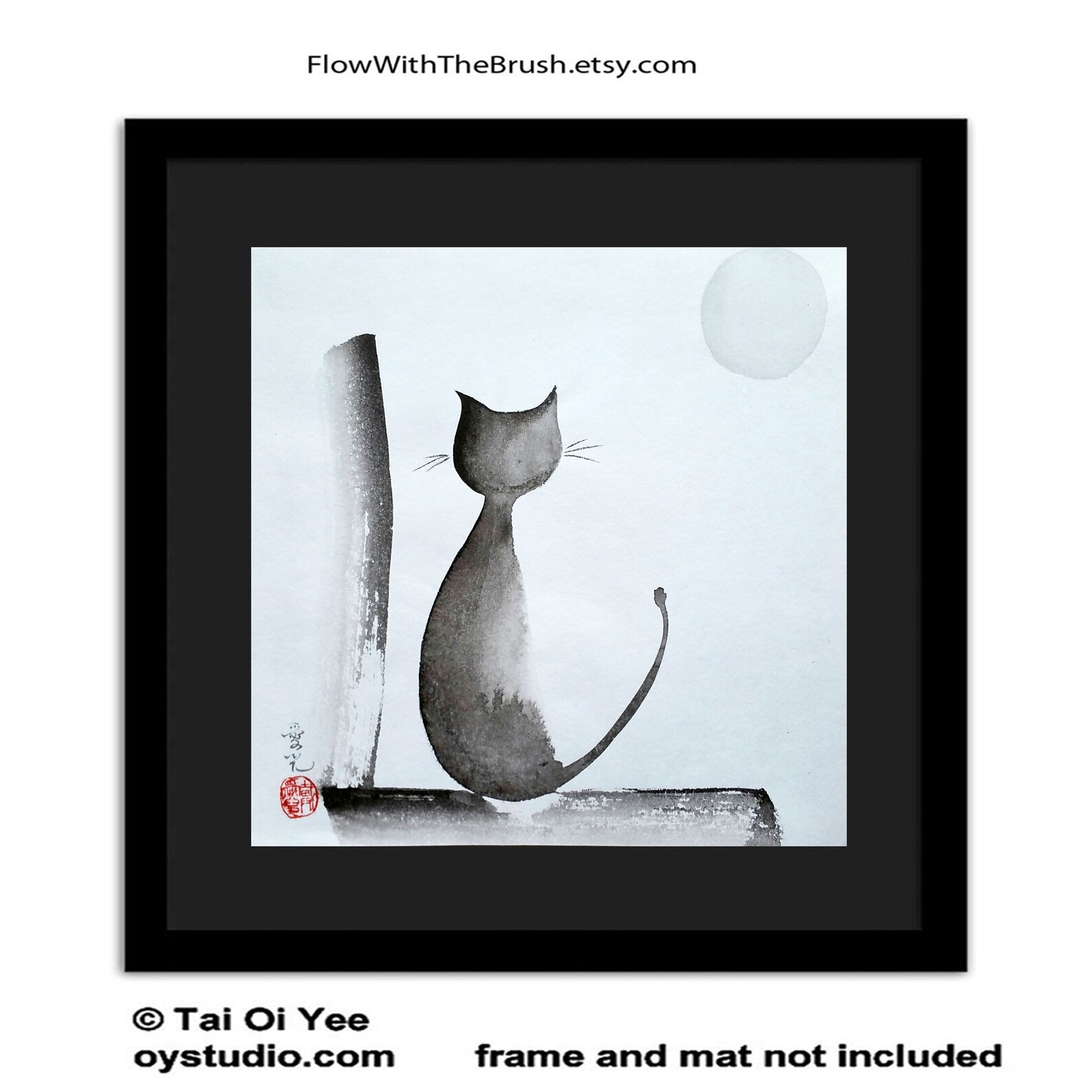Sumie Cat original painting Etsy