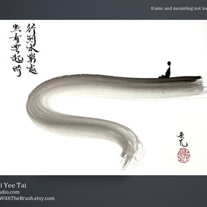 Zen Painting: Sit and Watch The Rising Clouds/ Sumi-e original/ meditation art/ Chinese painting/ Sumi/ Chinese calligraphy/zen art