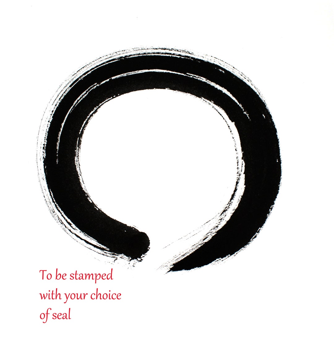 Handpainted Enso 11x11 Original/ Zen Art Painting / Ink Circle Original