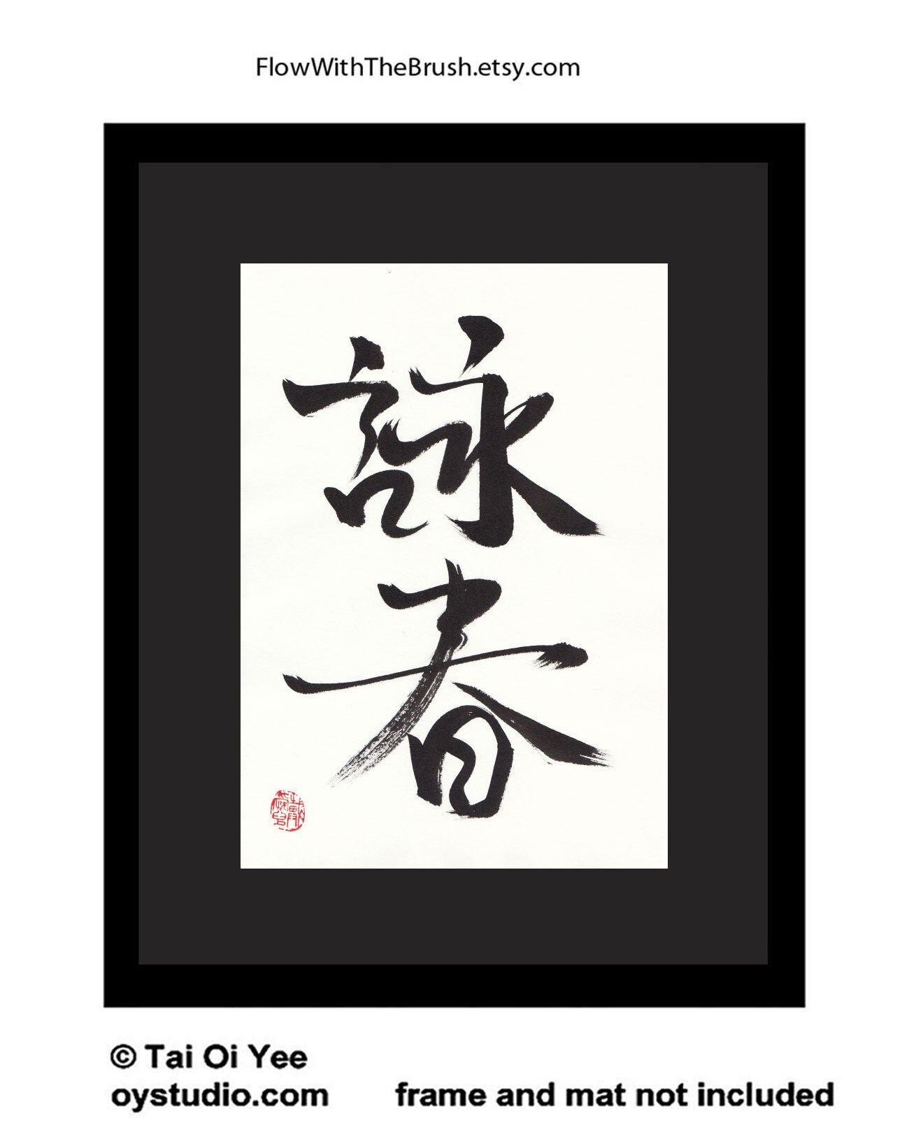 Martial Arts Calligraphy Wing Chun Original not a print Etsy