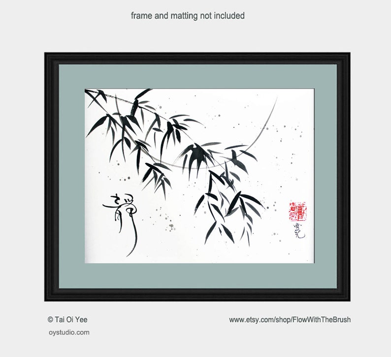 Bamboo Painting Sumie on Rice Paper Original Etsy