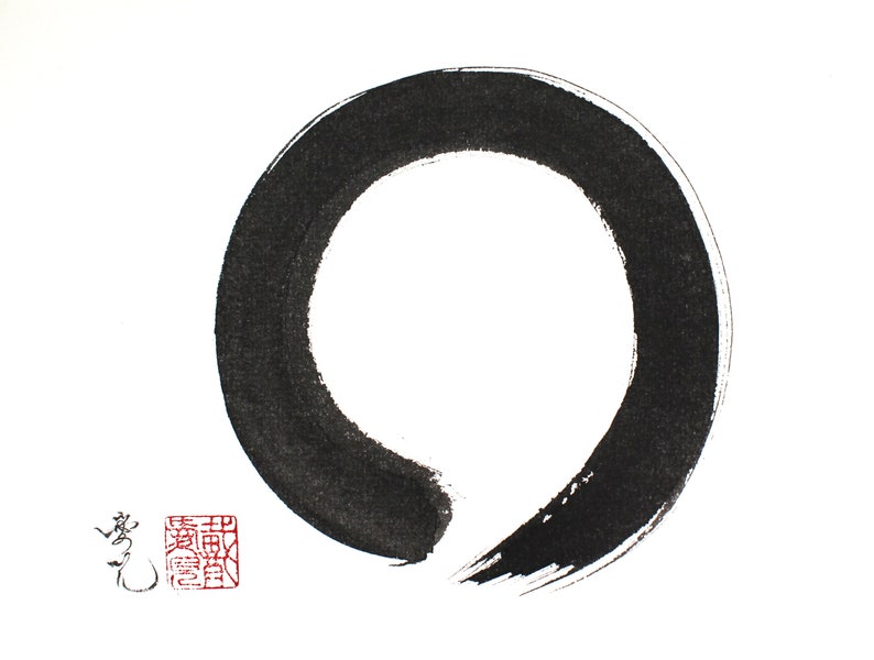 enso Zen Circle original painting/Ink circle painting/ handpainted Enso/Zen art/ Enso art/circle art/zen painting/ zen art/Harmony image 2