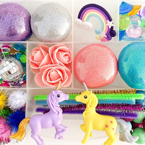 Unicorn Disco Signature Play Dough Sensory Kit Glitter Etsy