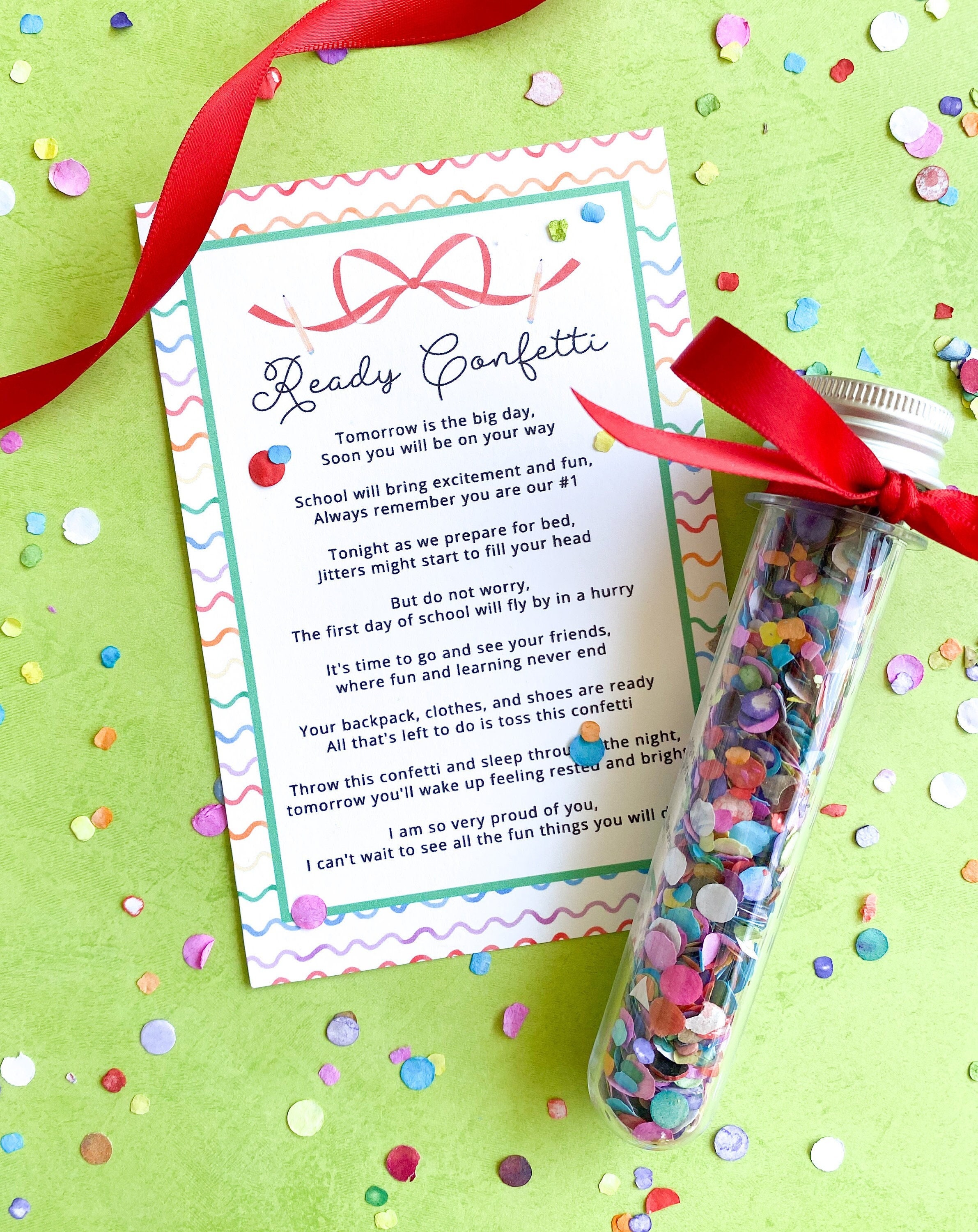 Ready Confetti, Back to School Tradition, First Day of School Gift, Night Before First Day of School Present, First Day of Kindergarten Gift