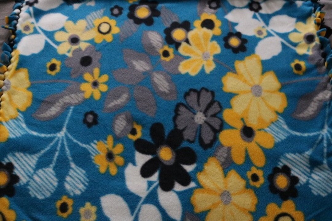 Yellow Black & Gray Flower No Sew Baby Blanket Etsy