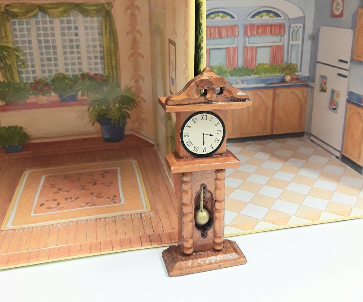 Miniature dollhouse vintage wooden grandfather clock Etsy