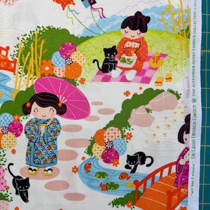 Alexander Henry Fabric - Aoi Has 2 Sisters - Japanese Girls - OOP Fabric Rare Find - By the Half Yard