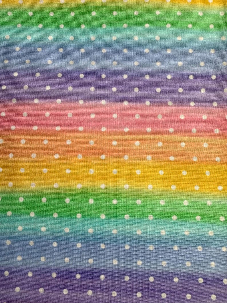 rainbow-stripe-polka-dot-fabric-100-cotton-by-the-half-yard-etsy