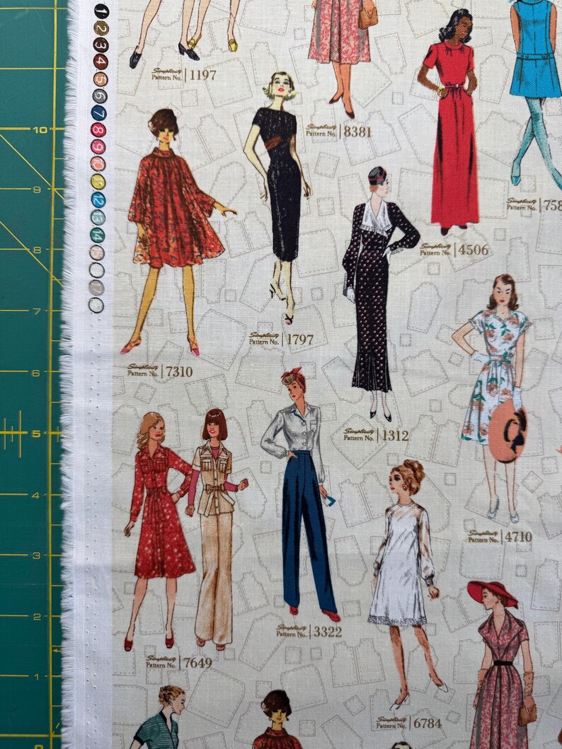 Retro Simplicity Fabric | Simplicity Patterns Vintage Fashions Fabric ...